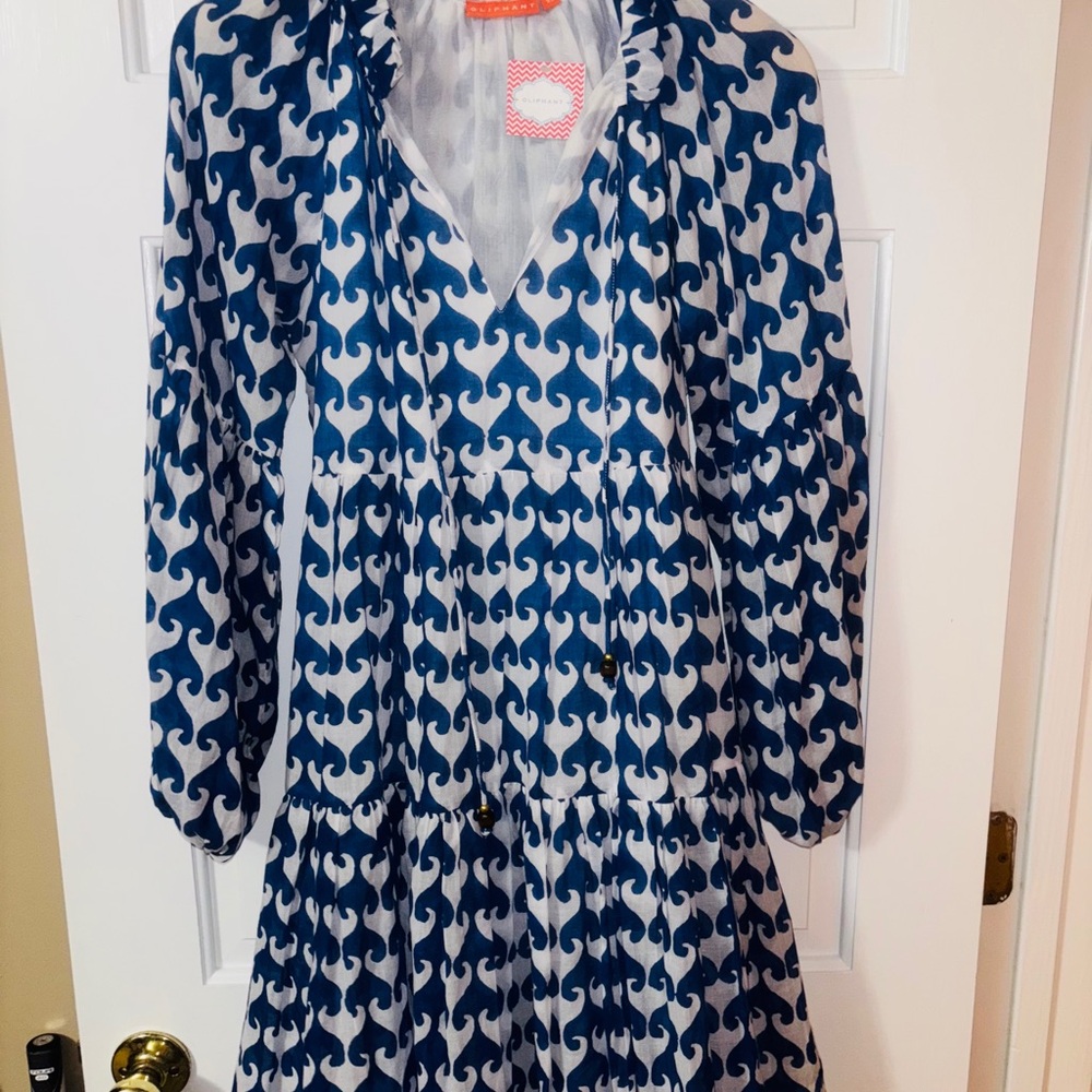 Oliphant United Arrows Blue and White LINED Mini Dress NWT - Size XS